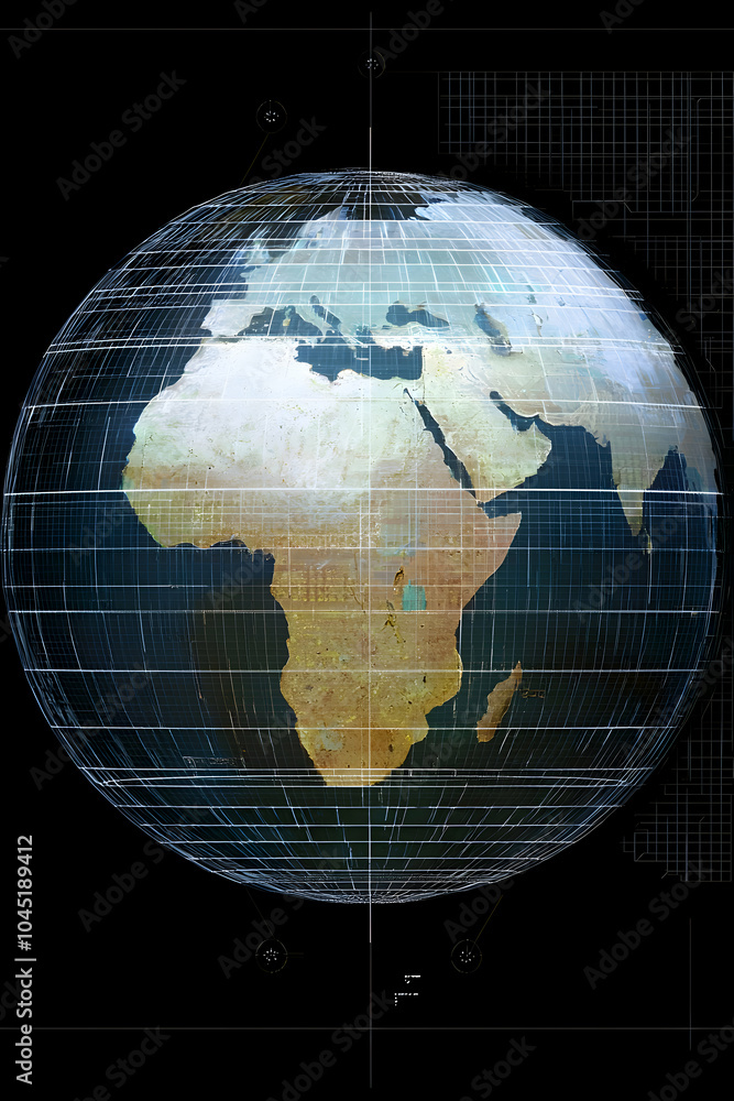 Naklejka premium Global Digital Network Earth - Connected World Technology Concept