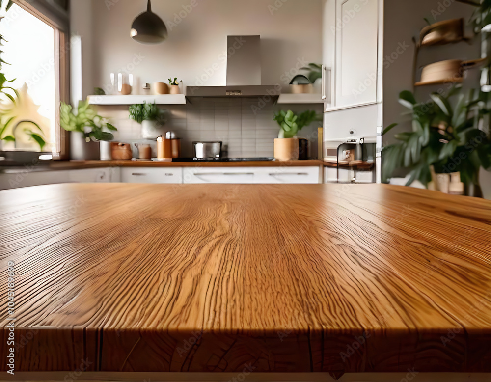 A Cozy Kitchen Interior Highlighting a Beautiful Wooden Table or Countertop in the Foreground, Exuding Warmth and Charm, Perfectly Complemented by Soft Lighting and Tasteful Decor that Invites Culinar A Cozy Kitchen Interior Highlighting a Beautiful Wooden Table or Countertop in the Foreground, Exuding Warmth and Charm, Perfectly Complemented by Soft Lighting and Tasteful Decor that Invites Culinar
