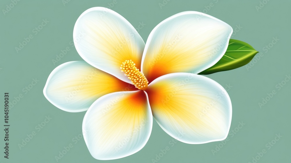 Obraz premium Cartoon Illustration of a Simple Stylized Frangipani Flower