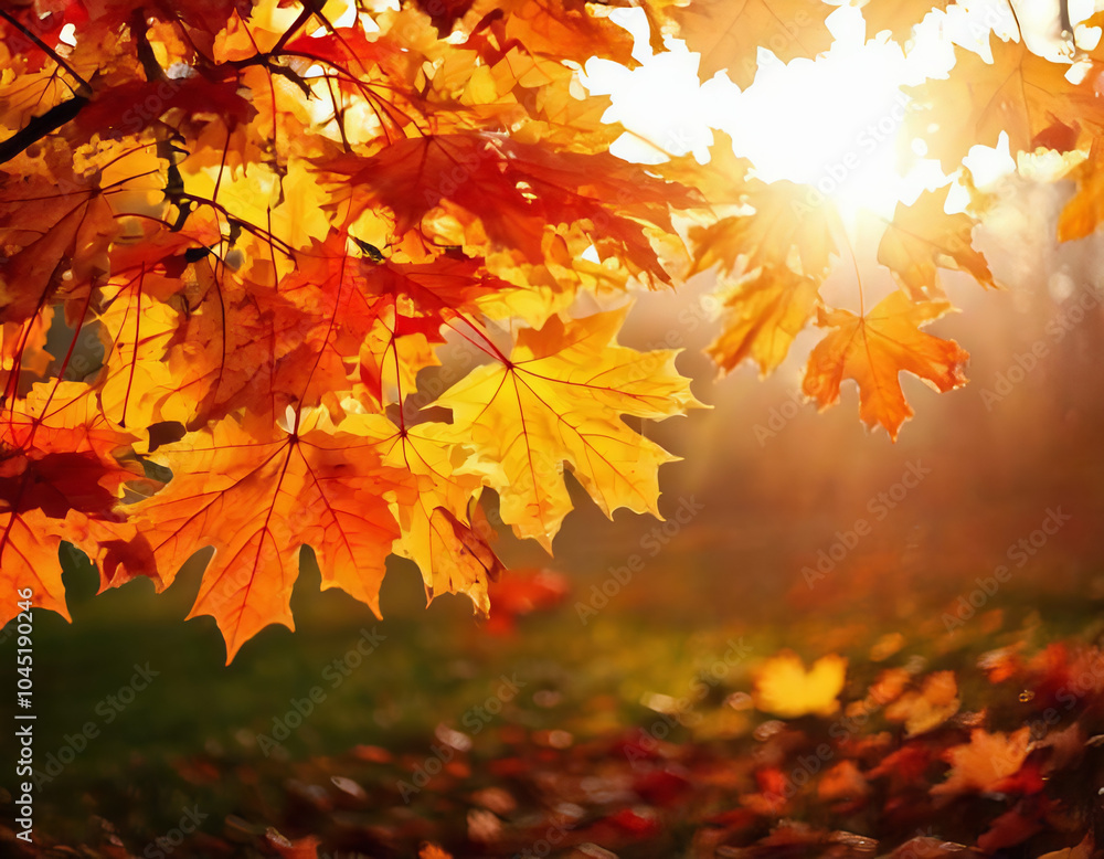 Vibrant Autumn Leaves of Maple Trees Bathed in Sunlight, Creating a Natural Autumn Background that Showcases the Rich Hues of Fall and the Serenity of the Changing Seasons Vibrant Autumn Leaves of Maple Trees Bathed in Sunlight, Creating a Natural Autumn Background that Showcases the Rich Hues of Fall and the Serenity of the Changing Seasons