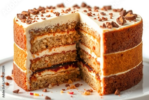 Cross section of a cake revealing its layers Tempting and delici photo