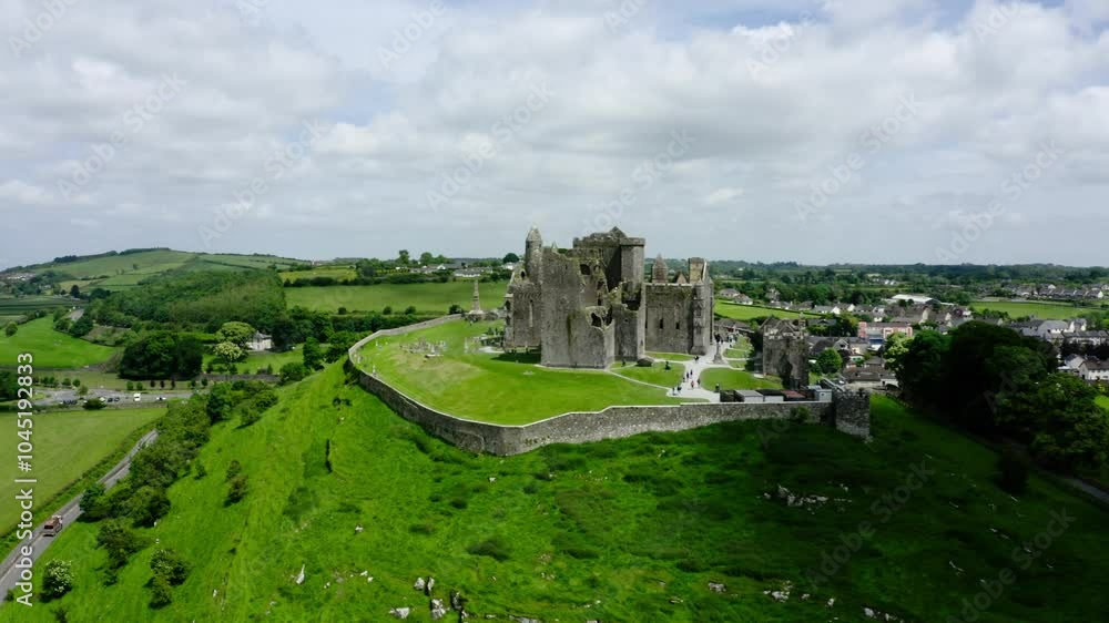 Orbiting shot of a castle in Ireland's rural farmland. Orbiting shot of a castle in Ireland's rural farmland.