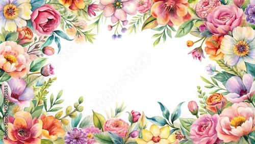 Extreme close-up watercolor illustration of flowers isolated on white background