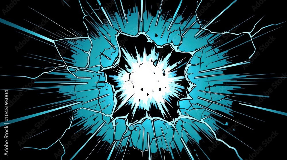 Electrifying Blue Explosion with Cracks in Background Electrifying Blue Explosion with Cracks in Background