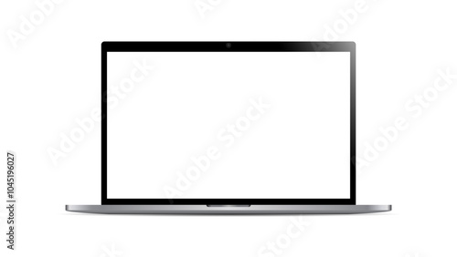 Laptop modern mockup. Realistic laptop front view. Blank screen display notebook. Opened computer screen.