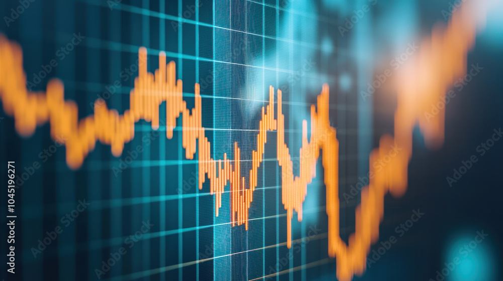 image depicts dynamic stock market graph with upward trend, showcasing financial growth and investment opportunities. vibrant orange line contrasts against blue background, symbolizing market image depicts dynamic stock market graph with upward trend, showcasing financial growth and investment opportunities. vibrant orange line contrasts against blue background, symbolizing market