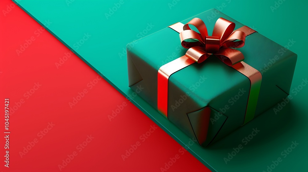 3D Colorful Gift Box with Ribbon on Vibrant Background. Christmas Theme. 3D Colorful Gift Box with Ribbon on Vibrant Background. Christmas Theme.