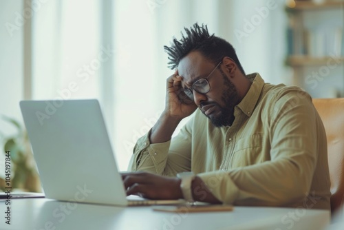 Business black man laptop furniture computer.