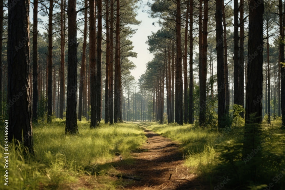 Fototapeta premium Forest landscape sunlight outdoors.