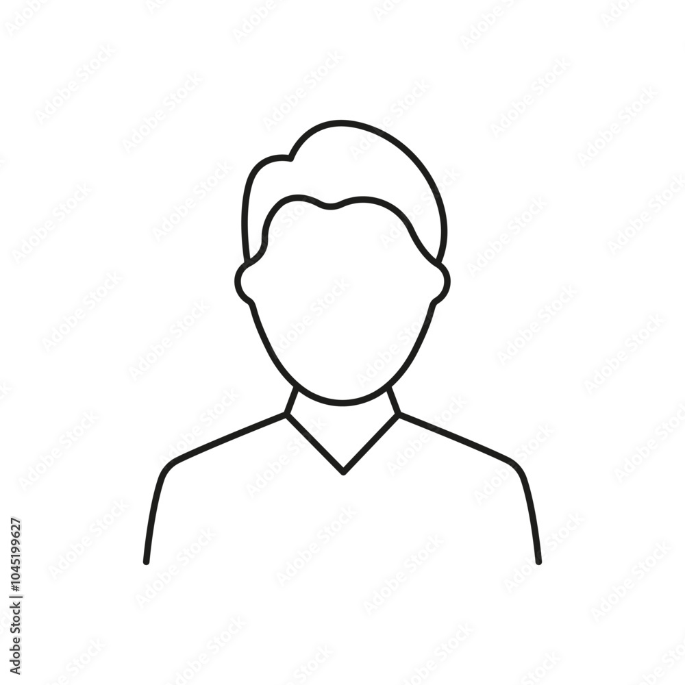 Man Outline Icon. Basic Male Avatar Line Icon with Short Hair and Collar. Isolated Vector Illustration Man Outline Icon. Basic Male Avatar Line Icon with Short Hair and Collar. Isolated Vector Illustration