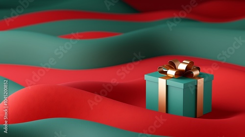 Wallpaper Mural 3D Decorative Gift Box on Colorful Wave Background. Christmas Theme. Torontodigital.ca
