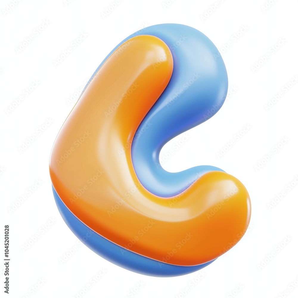 A colorful, abstract shape with a blue and orange swirl A colorful, abstract shape with a blue and orange swirl