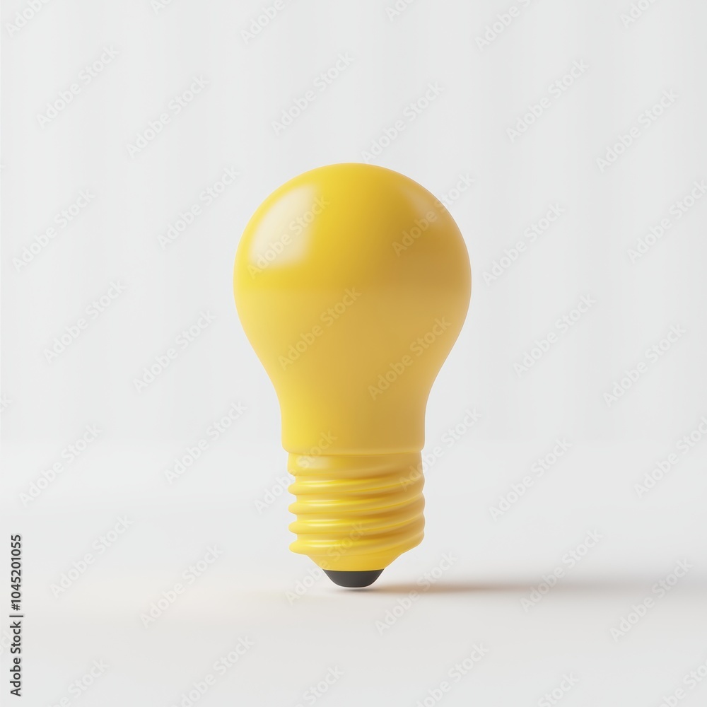 A yellow light bulb is shown on a white background A yellow light bulb is shown on a white background
