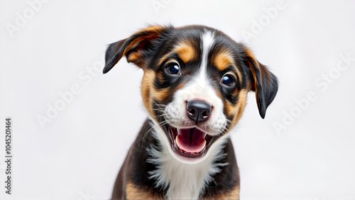 Playful Pup. A vibrant and high detailed dog wallpaper against a plain background