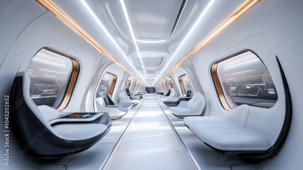 Fototapeta premium modern train concept, showcasing its innovative wheel-less design and state