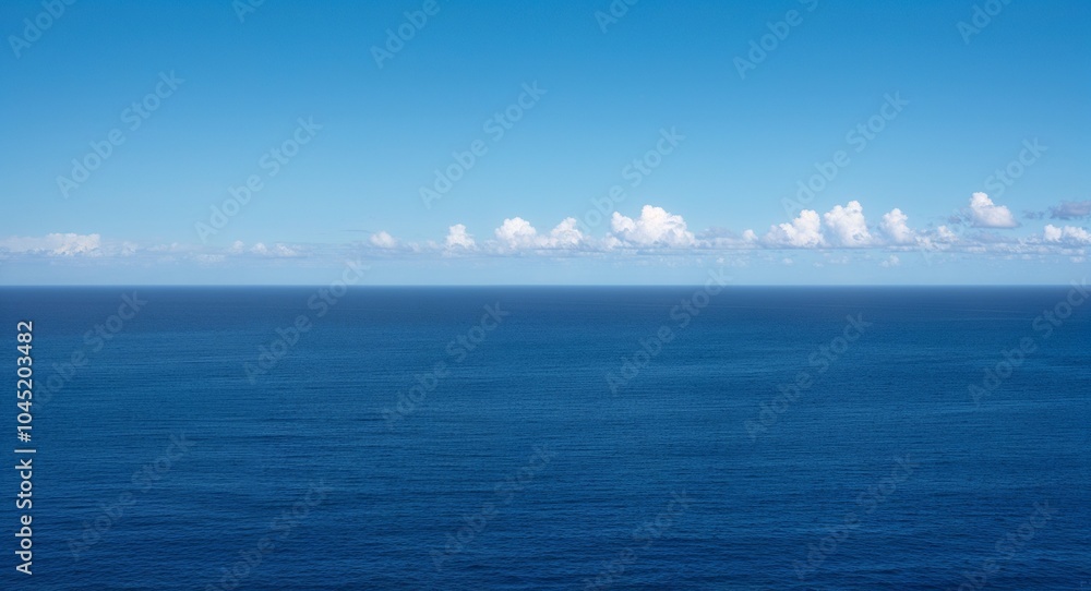 Bright blue summer ocean background vast ocean stretching into the bright blue sky Bright blue summer ocean background vast ocean stretching into the bright blue sky