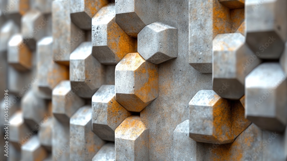 Concrete Hexagons: Industrial Texture Art Concrete Hexagons: Industrial Texture Art