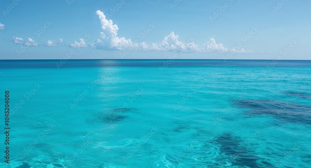 Obraz premium Clear turquoise ocean water background sparkling turquoise water on a calm summer day