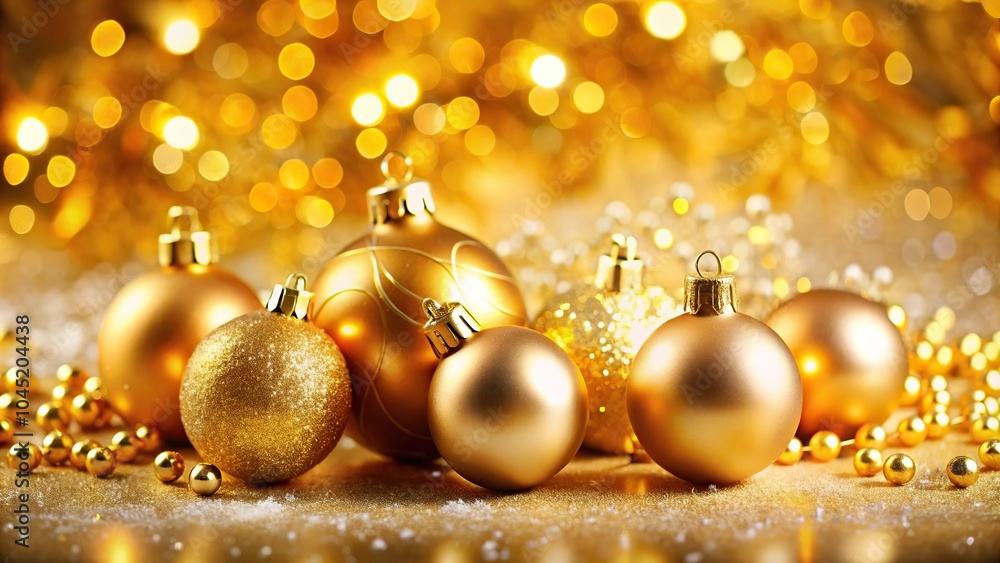 festive holiday background with macro golden Christmas ornaments festive holiday background with macro golden Christmas ornaments
