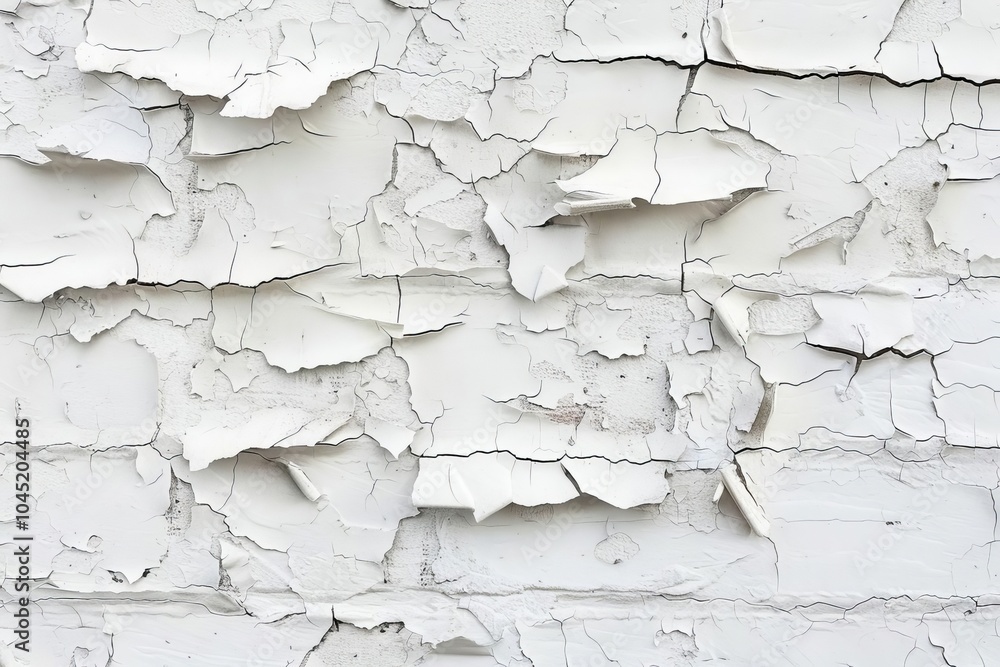 Obraz premium Close-up of white paint peeling off a wall.