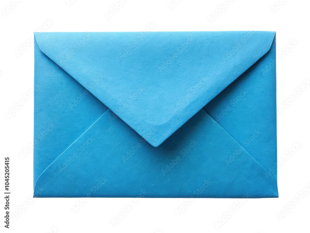 Blue envelope featuring a folded flap design, showcasing a clean and simple style. Ideal for communication, mail, and stationery concepts. Isolated on transparent background, png. Blue envelope featuring a folded flap design, showcasing a clean and simple style. Ideal for communication, mail, and stationery concepts. Isolated on transparent background, png.