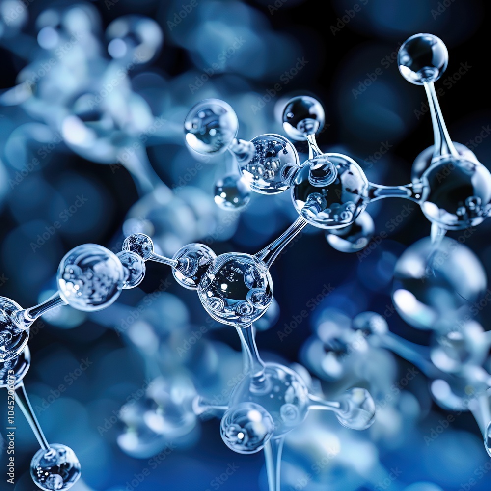 A close-up of molecular structures, showcasing interconnected atoms and molecules against a smooth blue gradient. Perfect for educational materials and scientific presentations. A close-up of molecular structures, showcasing interconnected atoms and molecules against a smooth blue gradient. Perfect for educational materials and scientific presentations.