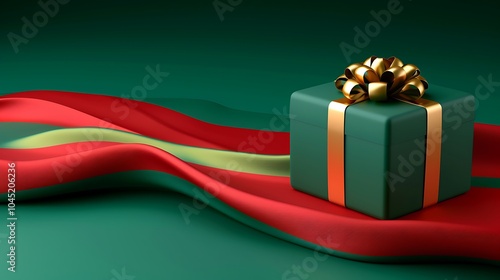 Wallpaper Mural 3D Elegant Gift Box with Ribbon on Colorful Background. Christmas Theme. Torontodigital.ca