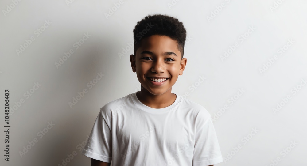 mixed race teen boy white background wearing plain white tshirt smiling happy portrait mixed race teen boy white background wearing plain white tshirt smiling happy portrait
