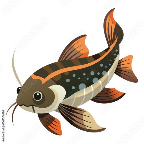 Corydoras Catfish vector illustration Isolated white background.