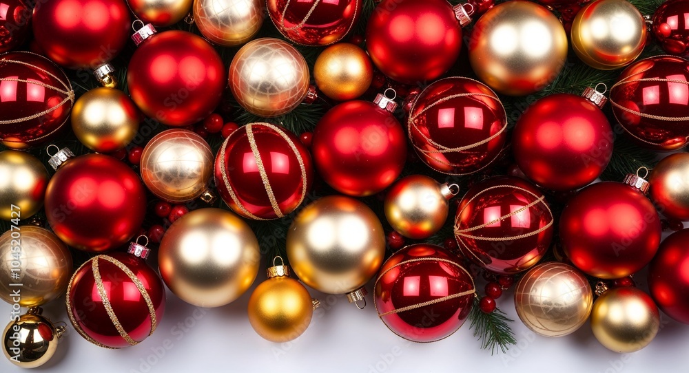 Red and gold Christmas ornament background vibrant red and gold baubles against a festive backdrop Red and gold Christmas ornament background vibrant red and gold baubles against a festive backdrop
