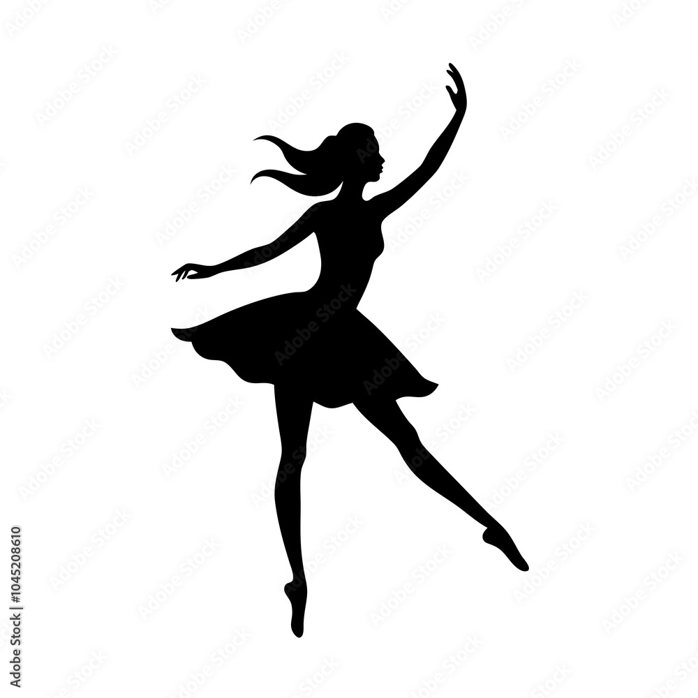 Woman Dancer Silhouette Vector Illustration and Dance Pose Design Woman Dancer Silhouette Vector Illustration and Dance Pose Design