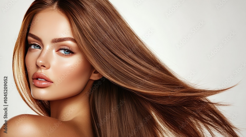 Beautiful Young Woman with Flowing Hair Beautiful Young Woman with Flowing Hair