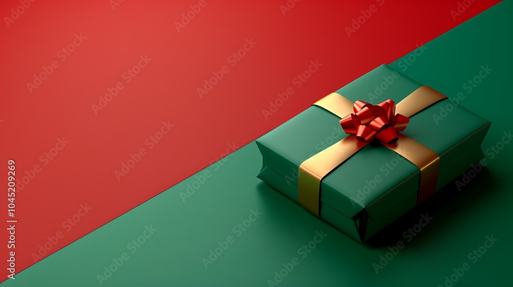 3D Festive Gift Box on Colorful Background. Christmas Theme. 3D Festive Gift Box on Colorful Background. Christmas Theme.