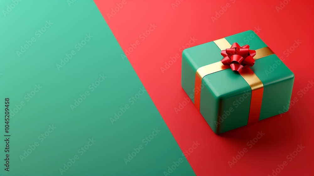 3D Festive Gift Box on Colorful Background. Christmas Theme. 3D Festive Gift Box on Colorful Background. Christmas Theme.