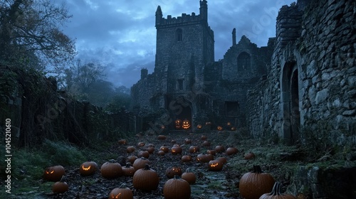 Spooky Halloween Pumpkins by Abandoned Castle photo