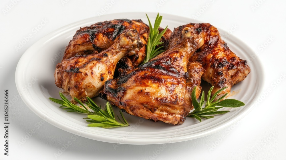 Grilled Chicken with Fresh Herbs on Plate Grilled Chicken with Fresh Herbs on Plate