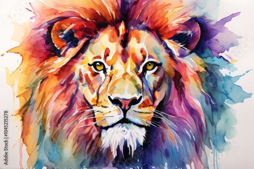 lion watercolor a watercolor painting of a lion with the colors photo