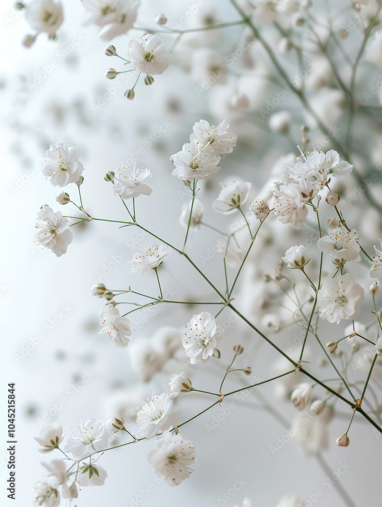 Fototapeta premium Delicate baby's breath flowers create a serene backdrop perfect for any occasion or celebration in a gentle, airy setting