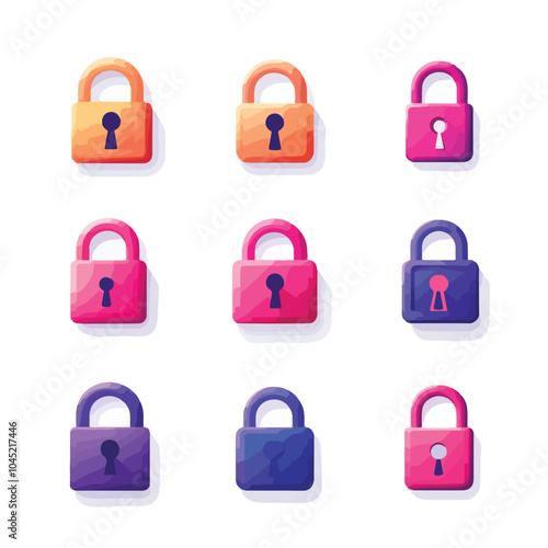 Privacy Lock Icon Set for Security and Protection