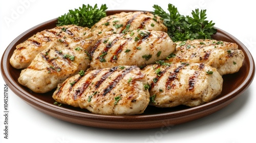 Delicious Grilled Chicken on a Plate with Fresh Parsley