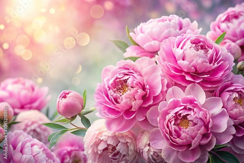 Floral background with pink peonies wallpaper background featuring Depth of Field effect