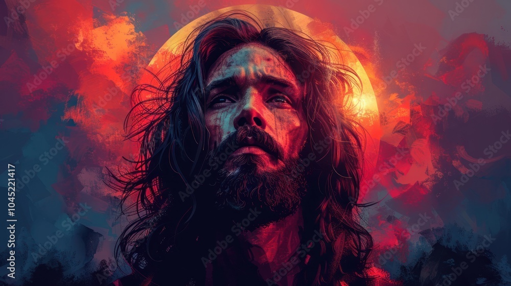 illustration of Jesus with halo illustration of Jesus with halo