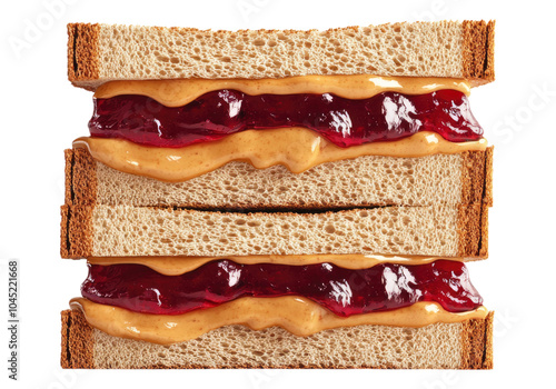 Photo of peanut butter and jelly sandwich .Transparent background. Isolated PNG.