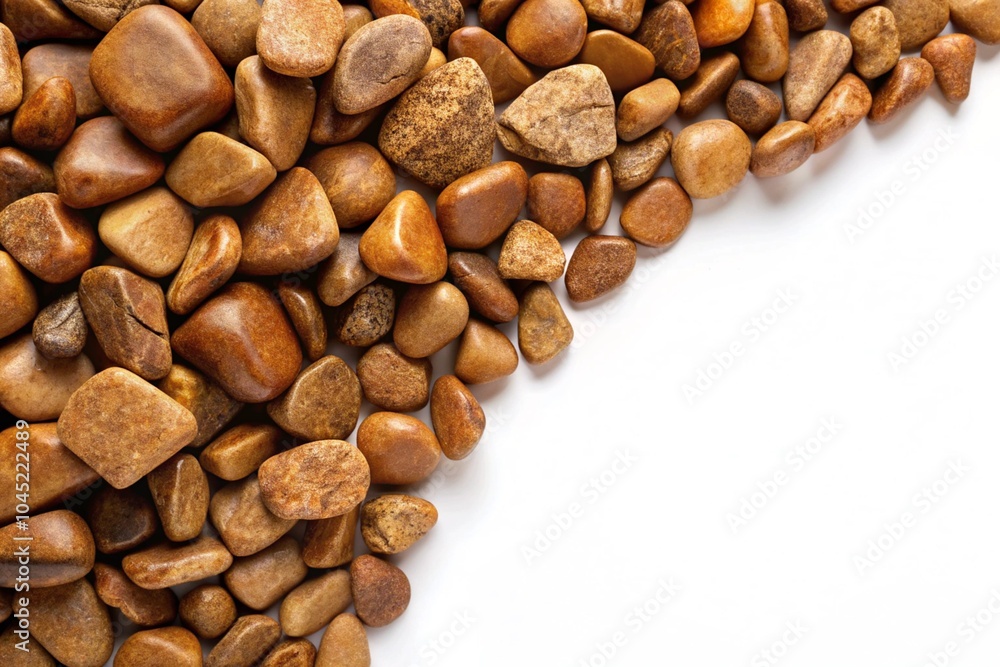 Brown stone on white background, stone background for aquarium and presentation background, top view white stone on photo studio Brown stone on white background, stone background for aquarium and presentation background, top view white stone on photo studio