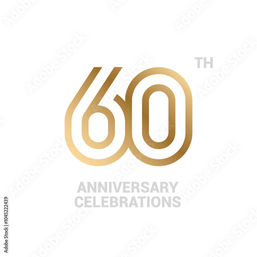 60 years anniversary logo design on white background for celebration event. 60th celebration emblem.
