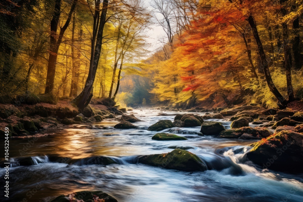 Rocky river autumn landscape outdoors. Rocky river autumn landscape outdoors.