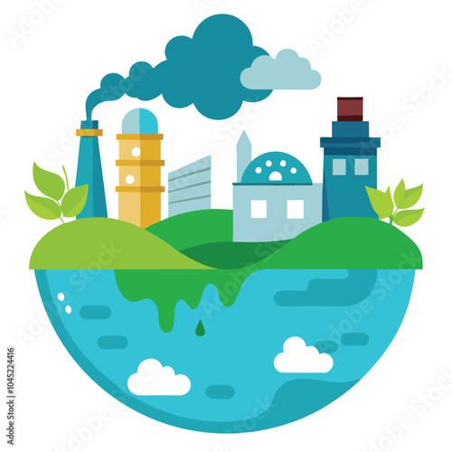 Water Pollution vector illustration isolated on a white background