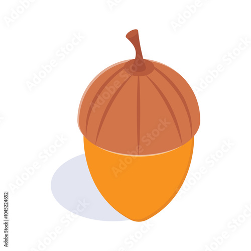 Creatively designed isometric icon of acorn in modern style