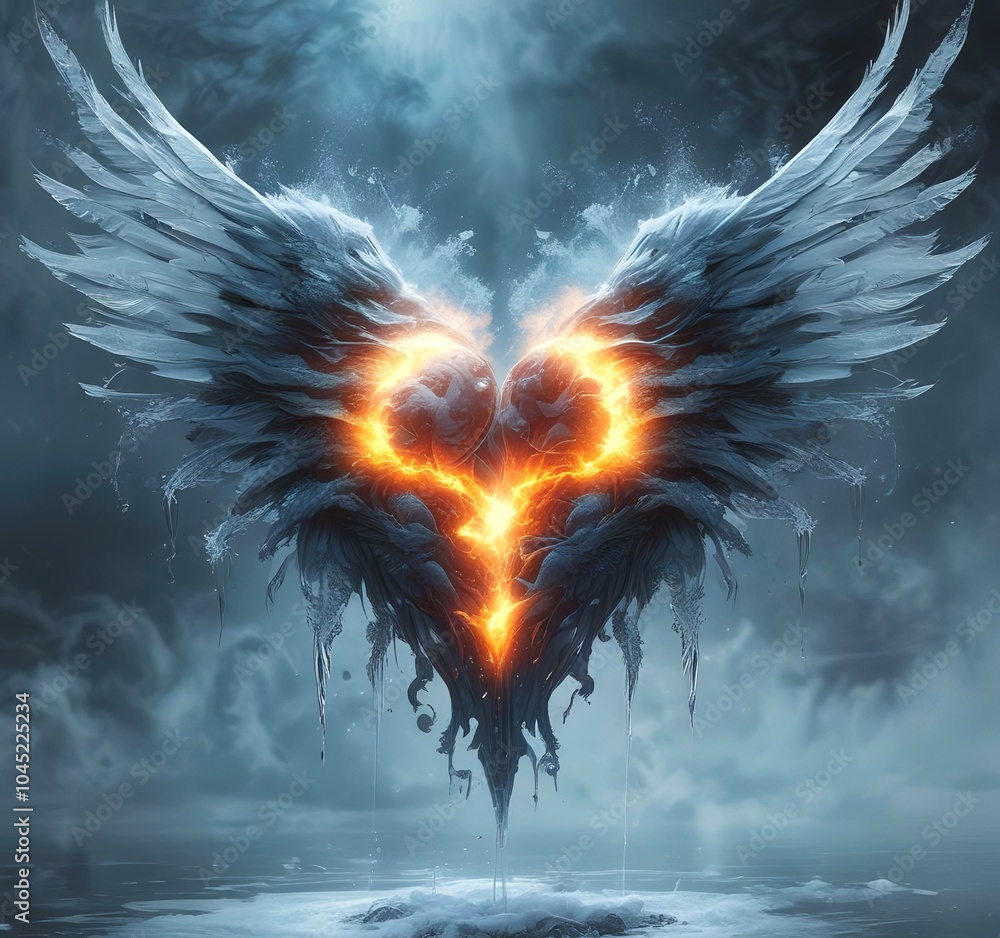 Illustration of heart shape with wings. Illustration of heart shape with wings.