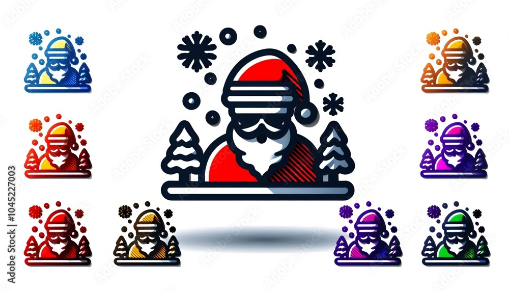 Fototapeta premium Merry Christmas cartoon style oil painting illustration